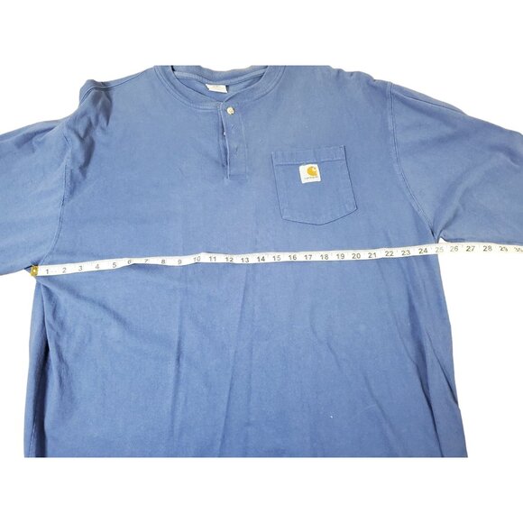 Carhartt Mens Blue Long Sleeve Henley Shirt 2XL 100% Cotton - Picture 3 of 9